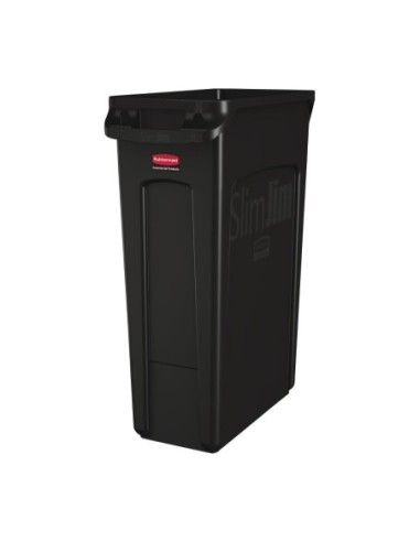 Collecteur de recyclage avec conduits d'aération Rubbermaid Slim Jim noir 87L