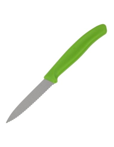 Couteau d'office lame dentée bout pointu Victorinox vert 80mm