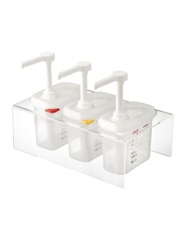 Lot de 3 distributeurs de sauce Araven GN 1/9 transparents 1,5L