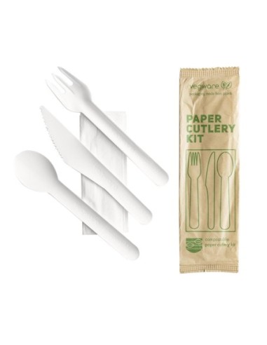 Set de couverts en papier compostables Vegware 4 en1