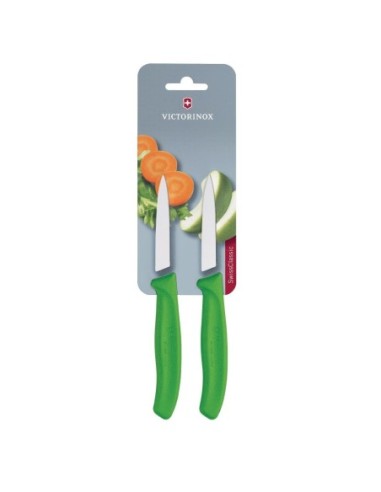 Couteaux d¿office pointus Victorinox 8cm verts (lot de 2)