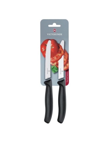 Set de couteaux à tomates et de table dentés Victorinox 11cm noirs (lot de 2)