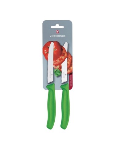 Set de couteaux à tomates et de table dentés Victorinox 11cm verts (lot de 2)