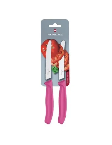 Set de couteaux à tomates et de table dentés Victorinox 11cm roses (lot de 2)