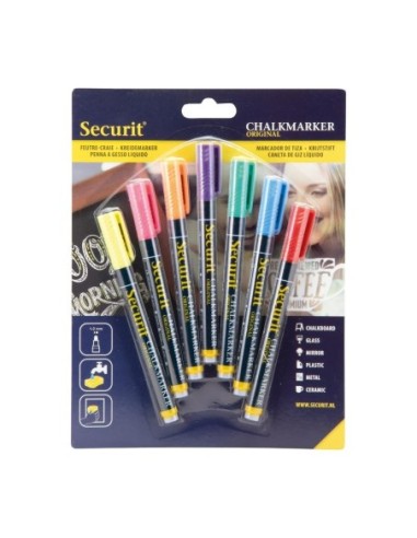 Marqueurs craie liquide Securit pointe 1-2mm couleurs (lot de 7)