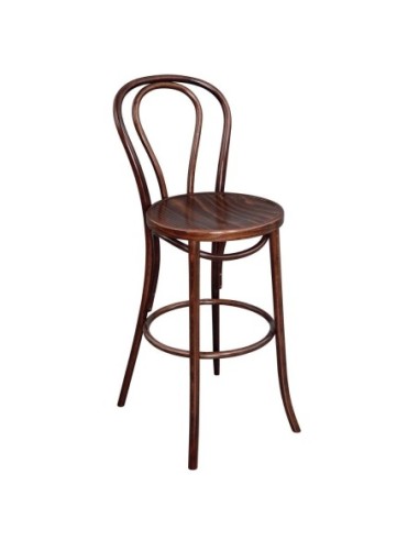 Tabouret haut bistro en bois courbé Fameg noyer