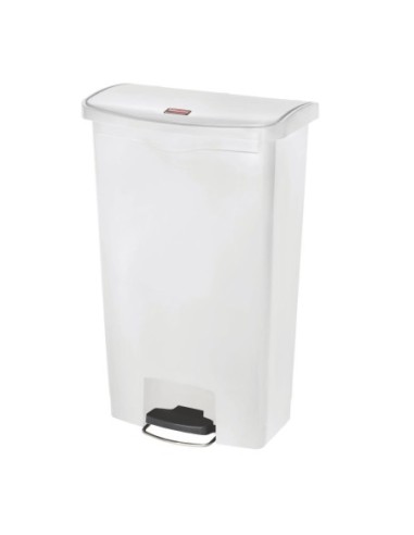 Poubelle à pédale frontale large Slim Jim Step-On Rubbermaid blanche 68L