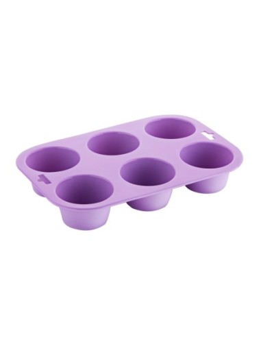 Moule 6 muffins flexible en silicone Hygiplas violet 