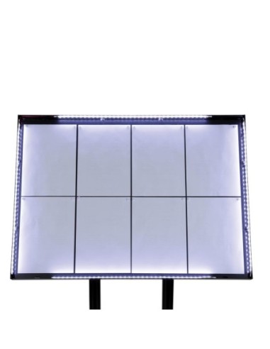 Porte-menu à LED blanches en acier noir Securit 8xA4 avec poteau et socle