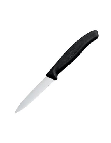 Couteau d'office denté pointu Victorinox 8cm noir