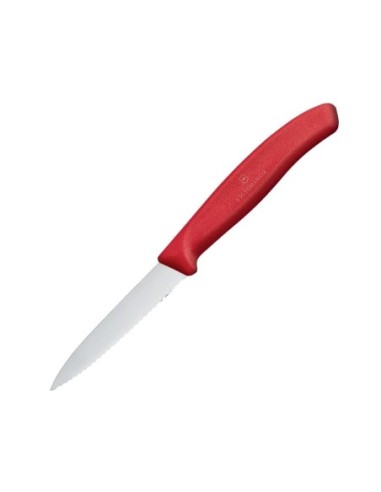 Couteau d'office denté pointu Victorinox 8cm rouge