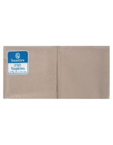 Serviettes cocktail kraft recyclées 250mm 2 plis pliage 1/4 (lot de 2000)