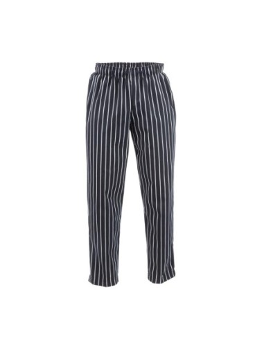 Pantalon de cuisine mixte Baggy Chef Works rayé noir et blanc L