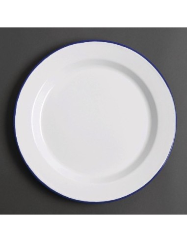 Assiette plate en acier émaillé Olympia 300mm lot de 6