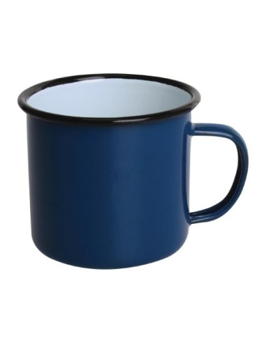 Mugs en acier émaillé bleu et noir Olympia 350ml