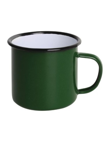 Mugs en acier émaillé vert et noir Olympia 350ml