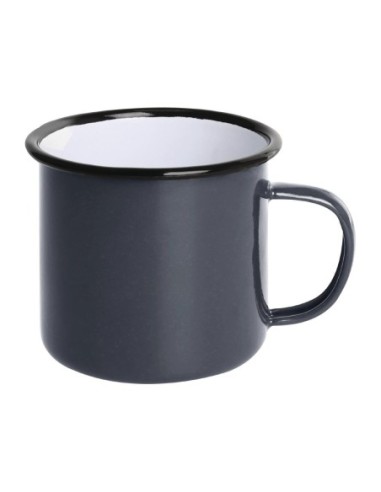 Mugs en acier émaillé gris et noir Olympia 350ml