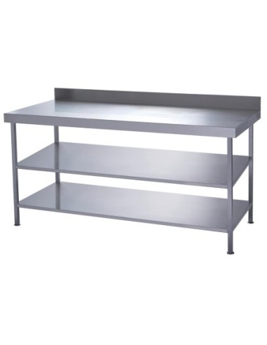 Table murale inox entièrement soudée avec 2 étagères inférieures Parry 1200x600mm