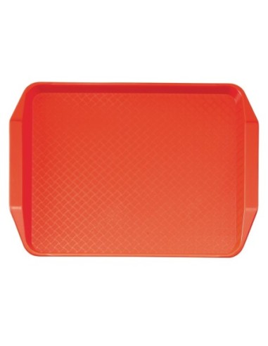 Plateau rectangulaire avec poignées en polypropylène Fast Food Cambro rouge 43 cm