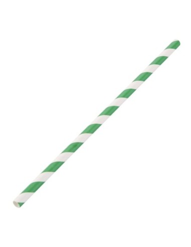 Pailles en papier compostables Fiesta Compostable rayées vert et blanc