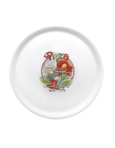 Assiettes à pizza en porcelaine 31 cm Saturnia décor Pizza (lot de 6)