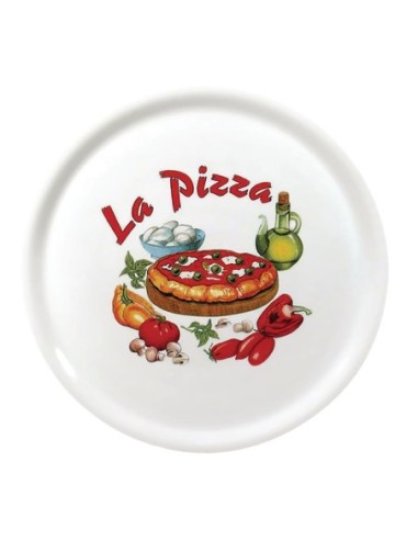 Assiettes à pizza en porcelaine 31 cm Saturnia décor La pizza (lot de 6)