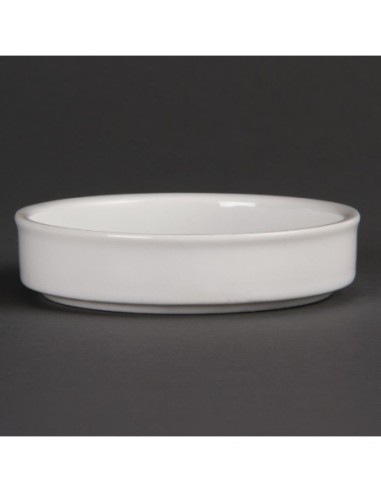 Plats empilables en porcelaine blanche Olympia 102mm (Lot de 6)