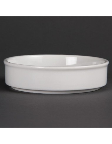 Plats empilables en porcelaine blanche Olympia 134mm (Lot de 6)