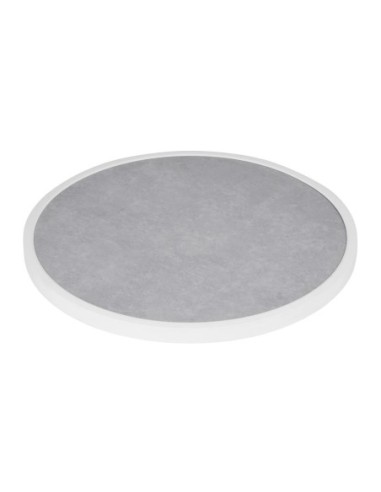 Plateau de table extérieur rond en verre trempé Bolero effet pierre gris clair bord blanc 580 mm