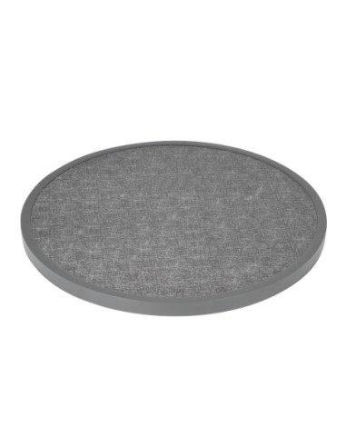 Plateau de table extérieur rond en verre trempé Bolero noir brossé bord gris 580mm