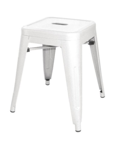 Tabouret bas Bolero Bistro en acier blanc (lot de 4)