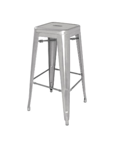 Tabourets hauts en acier galvanisé Bolero Bistro gris argenté (lot de 4)