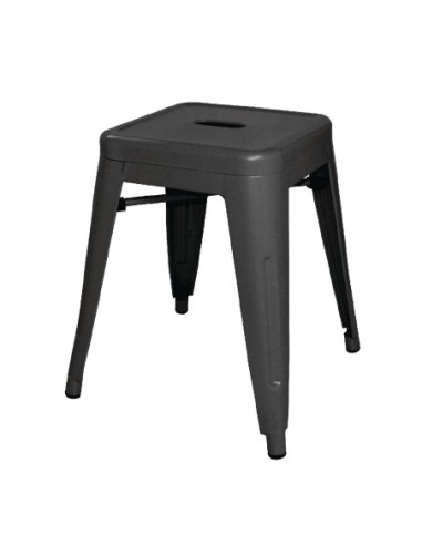 Tabourets bas en acier noirs Bolero Bistro (lot de 4)