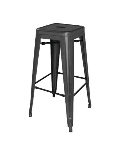 Tabourets hauts en acier galvanisé Bolero Bistro noirs (lot de 4)