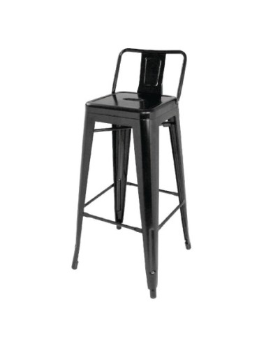 Tabourets hauts en acier noir avec dossier Bolero Bistro (lot de 4)