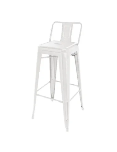 Tabouret haut Bolero Bistro en acier avec dossier blanc (lot de 4)