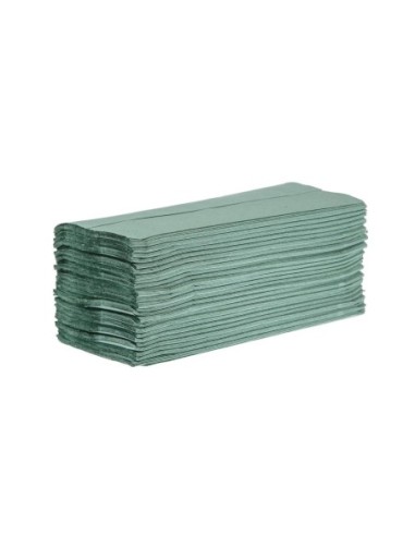 Essuie-mains 1 pli pliage en Z vert 250 feuilles Jantex (lot de 12)