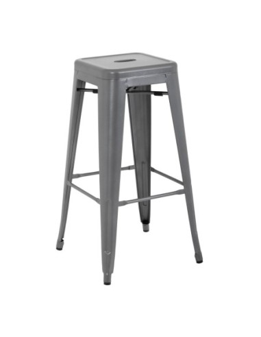 Tabourets hauts en acier galvanisé Bolero Bistro gris métalisé (lot de 4)