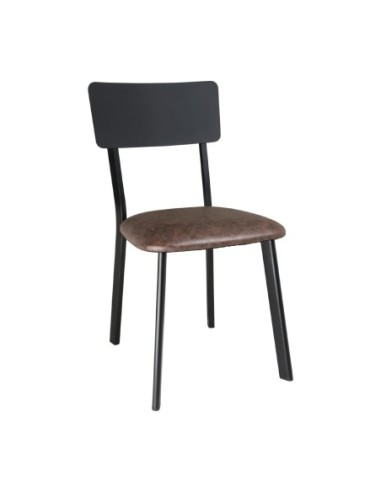 Chaises en metal assise PU moka vintage Bolero (lot de 4)