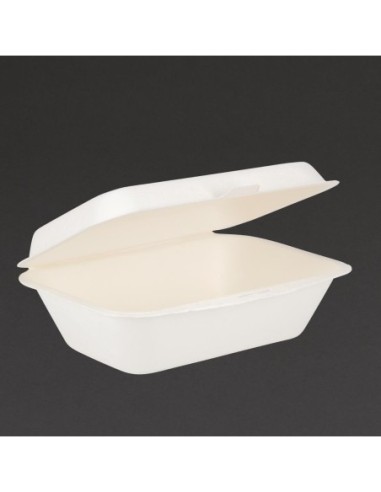 Barquettes à charnière en bagasse compostables Fiesta Compostable 18,2 cm (lot de 250)