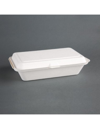 Barquettes à charnière en bagasse compostables Fiesta Compostable 24,8 cm (x250)