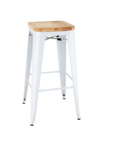 Tabourets hauts Bolero Bistro avec coussin d'assise en bois blanc (paquet de 4)