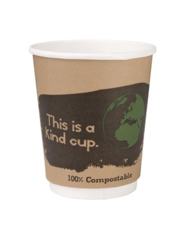 Gobelets boissons chaudes compostables en PLA double paroi Fiesta Compostable 227ml (x25)