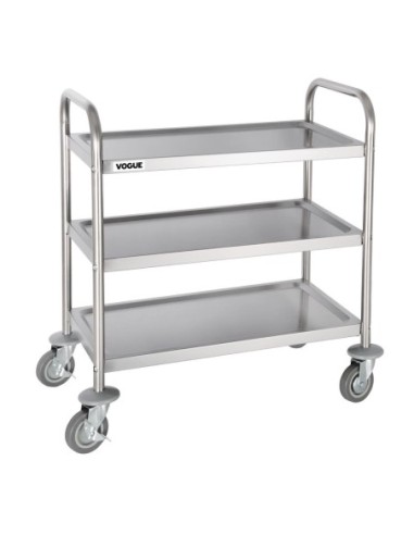 Chariot de débarrassage inox 3 niveaux petite taille Vogue