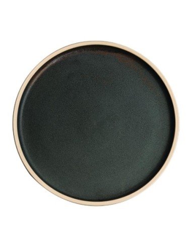 Assiettes plates bord droit vert bronze Olympia Canvas 25 cm  (Lot de 6)