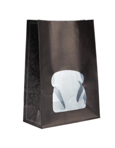 Sacs sandwich en papier recyclable noir avec fenêtre Colpac (lot de 250)