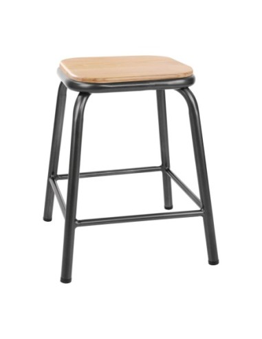 Tabourets bas avec assise en bois Bolero Cantina gris métal (lot de 4)