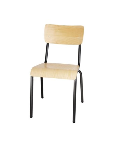 Chaises avec assise et dossier en bois Bolero Cantina gris métal (lot de 4)