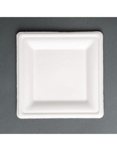 Assiettes carrées compostables en bagasse Fiesta Compostable 159mm (lot de 50)