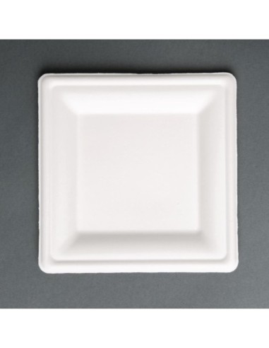 Assiettes carrées compostables en bagasse Fiesta Compostable 204mm (lot de 50)